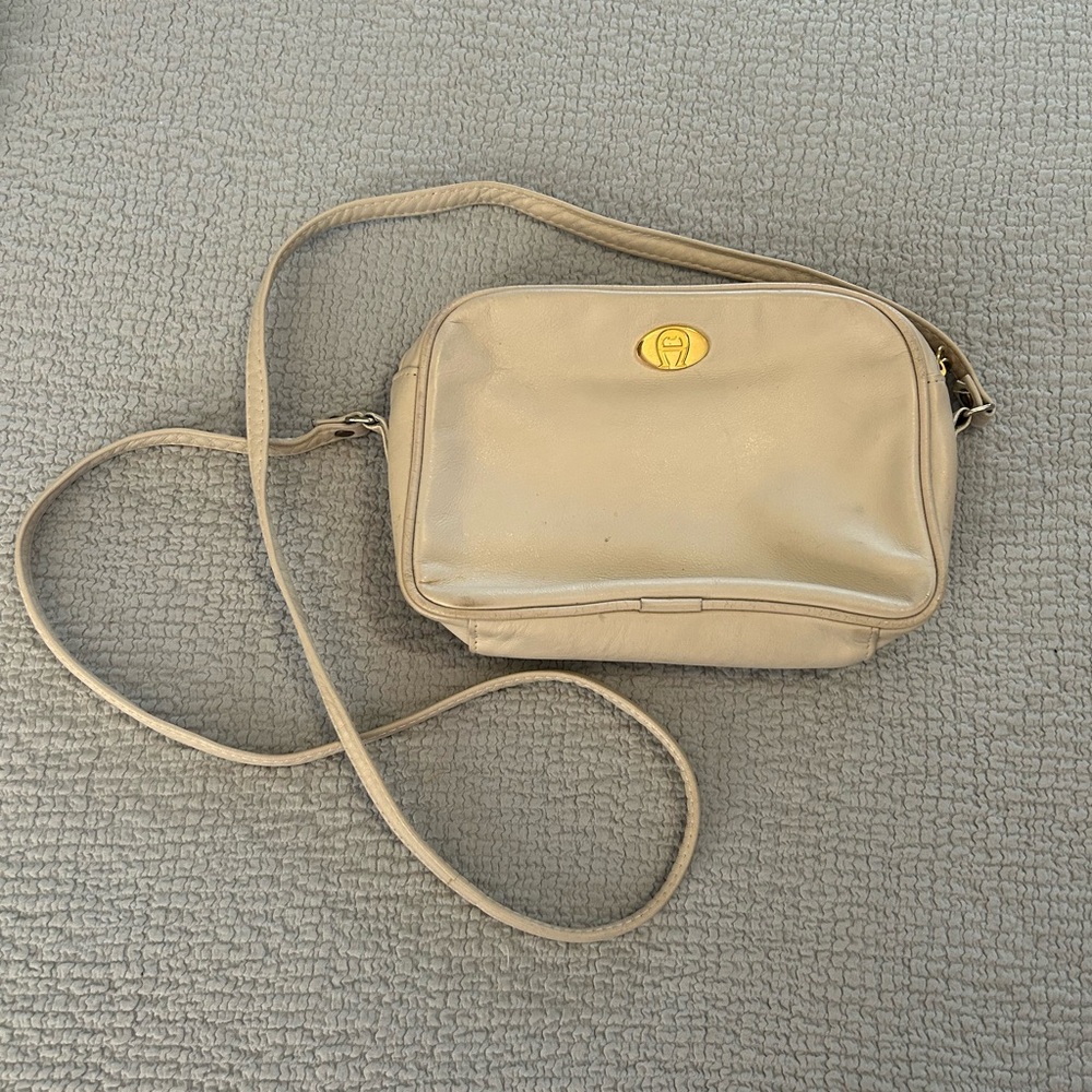 Etienne Aigner Bone-colored Leather Bag